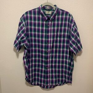 Bill Blass Men’s Dress Shirt Size XXL Green/Purple Plaid